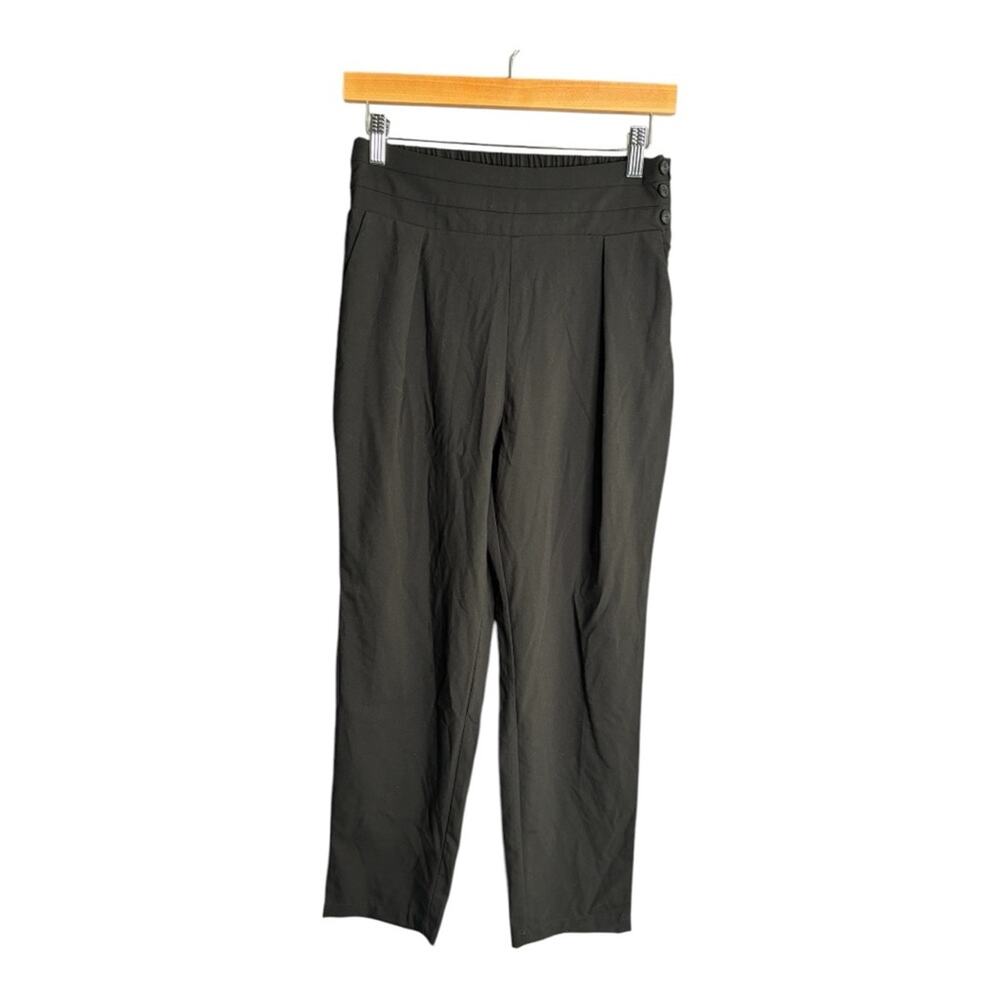 Cider Black High Waisted Ankle Length Pants Side Zipper and Buttons M